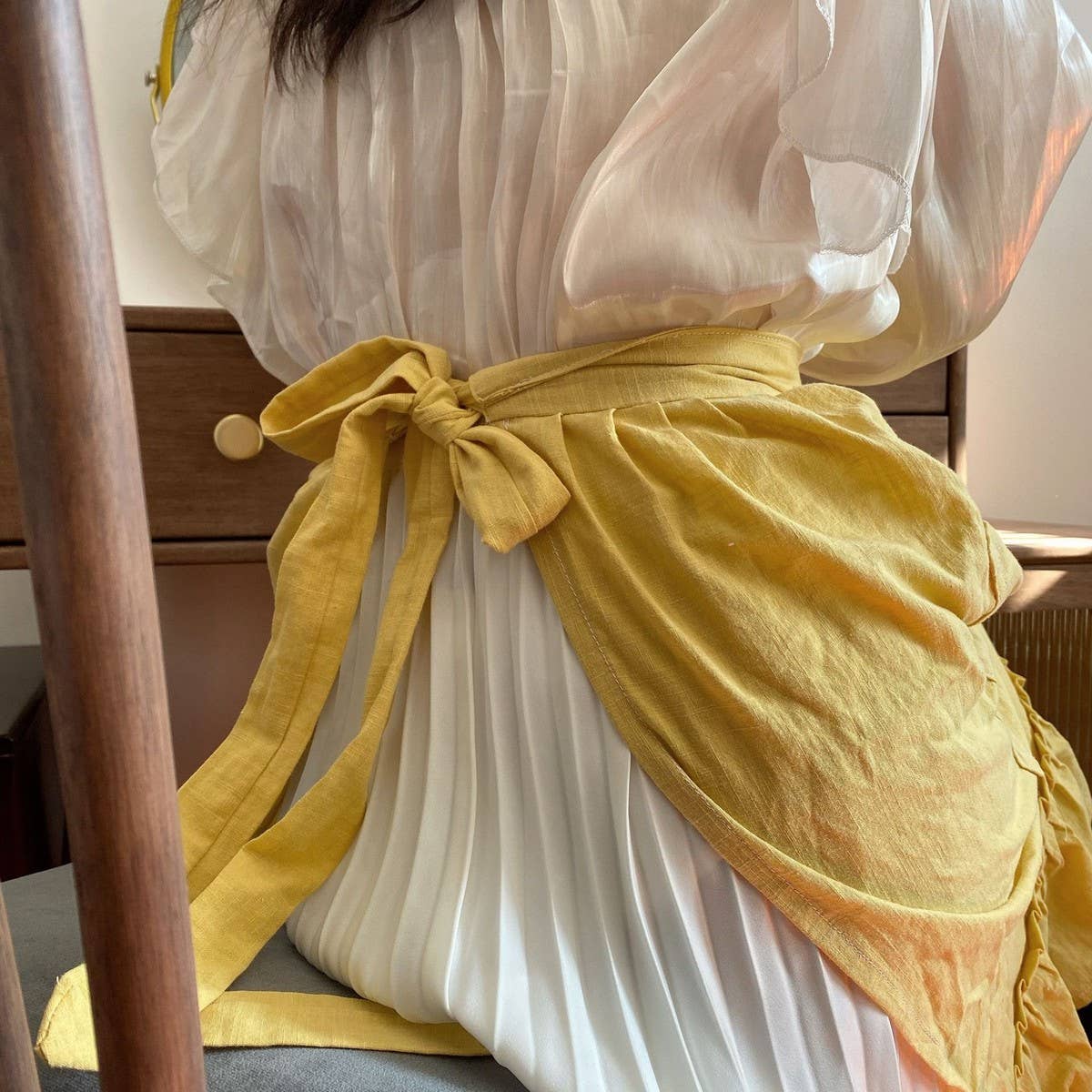 SOLID COLOR BAMBOO JOINT PURE COTTON CUTE APRON_CWMM5803