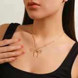 HOT SELLING BLACK BOW BEADED NECKLACE_CWAJE1171