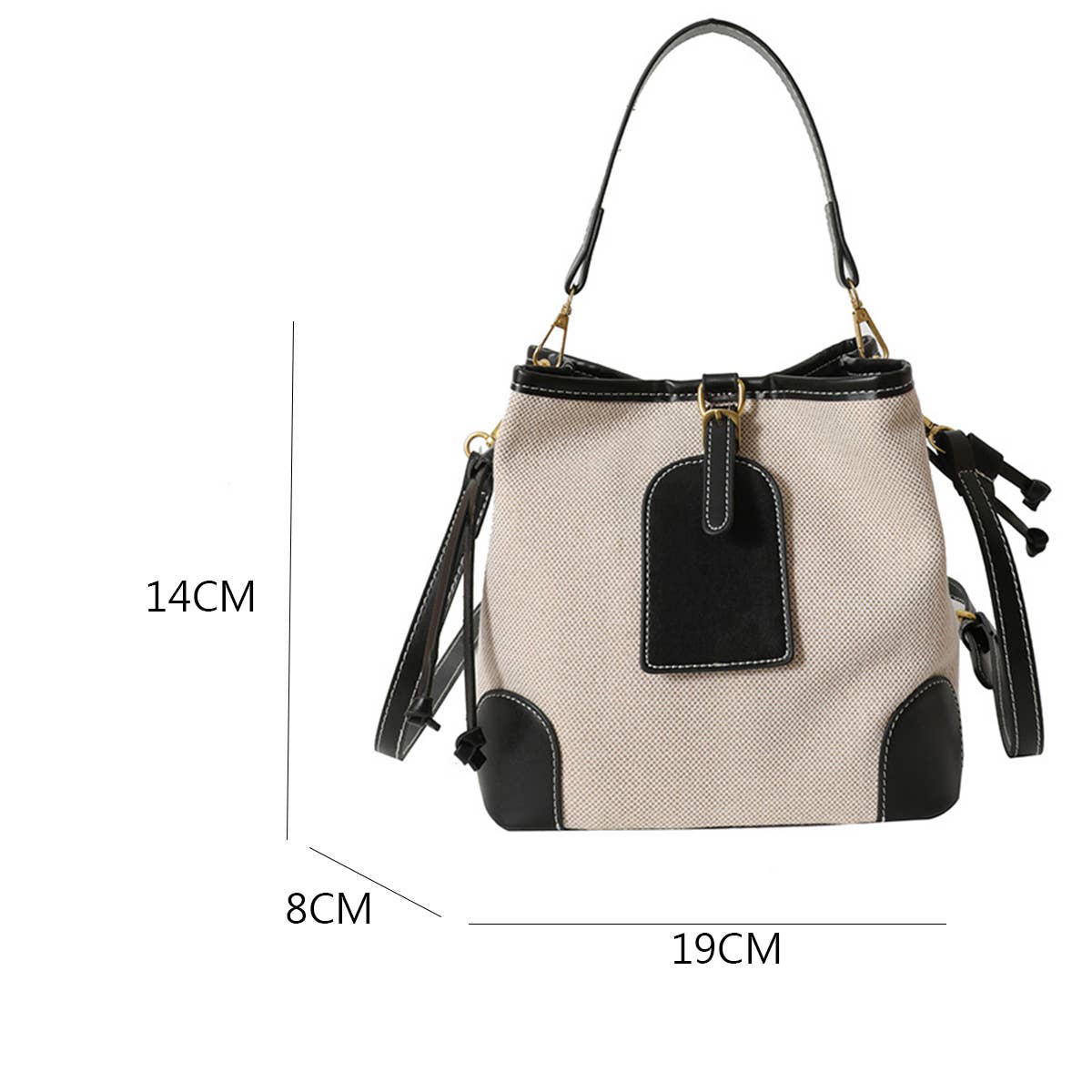CANVAS CONTRAST BUCKET BAG SHOULDER BAG_CWAB1589