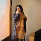 Wool Scarf For Winter Versible Checkered Shawl_Cwasc2327