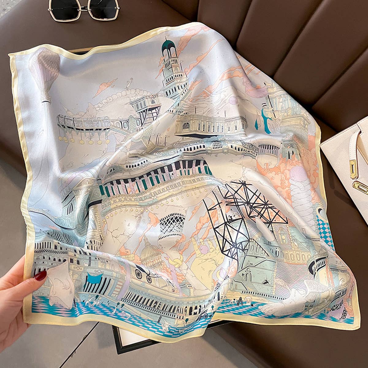 French Vintage Silk Square Scarf - Neck Accessory_Cwasc0609