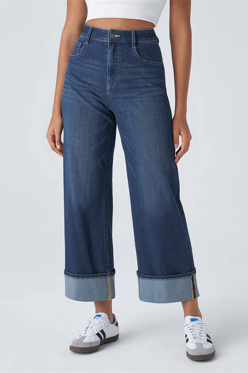 Cwjp0586_High Waist Straight Leg Wide Leg Jeans