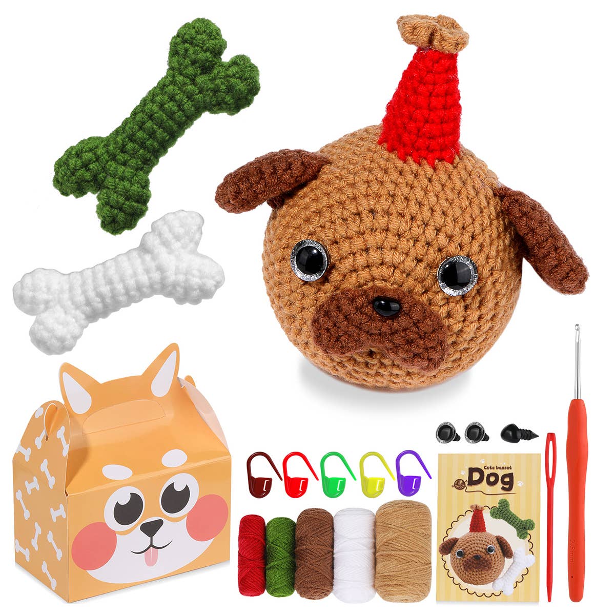 BASA DOG WOOL KNITTED DOLL CROCHET MATERIAL PACK_CWMM0806