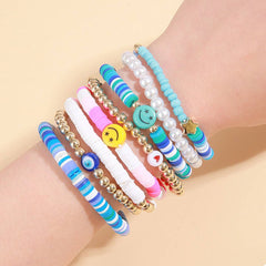 POLYMER CLAY HEART SMILEY FACE BRACELET SET_CWMM3515