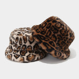 Women¡¯S Leopard Print Plush Bucket Hat Winter_Cwah04784