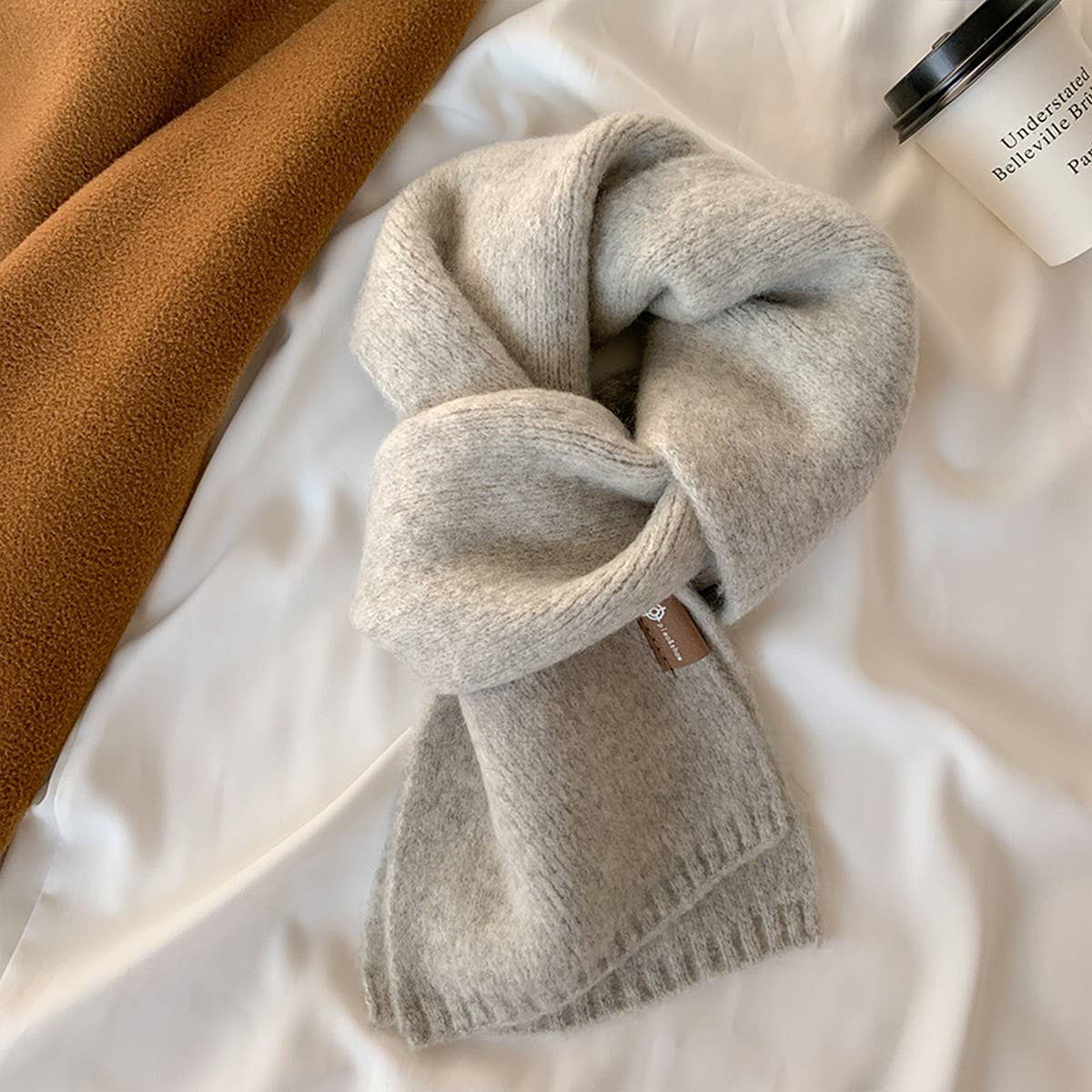 CUTE KNIT SCARF UNISEX SOLID COLOR NECK WARMER_CWASC1509