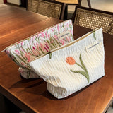 Floral Tulip Cosmetic Bag Large Travel Pouch_Cuab00645