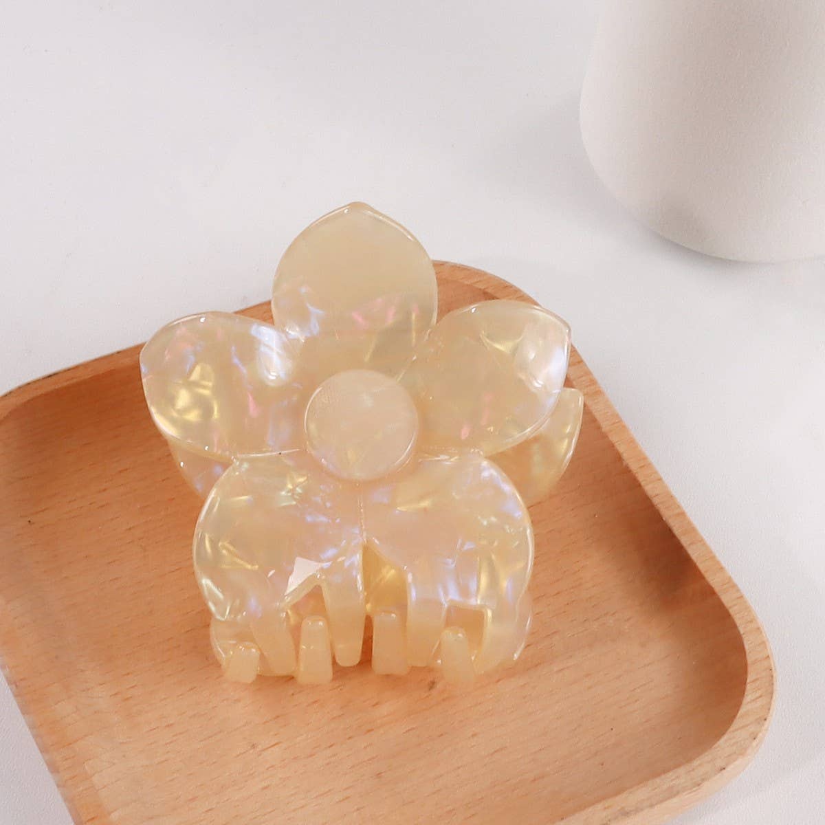 Cwaha1614_Simple Solid Color Flowers Hair Claw Clip