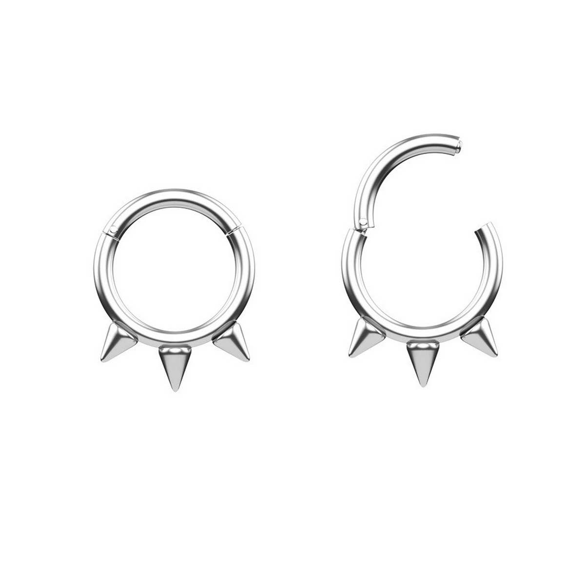 STAINLESS STEEL SPIKE NOSE RING PIERCING_CWMM9534