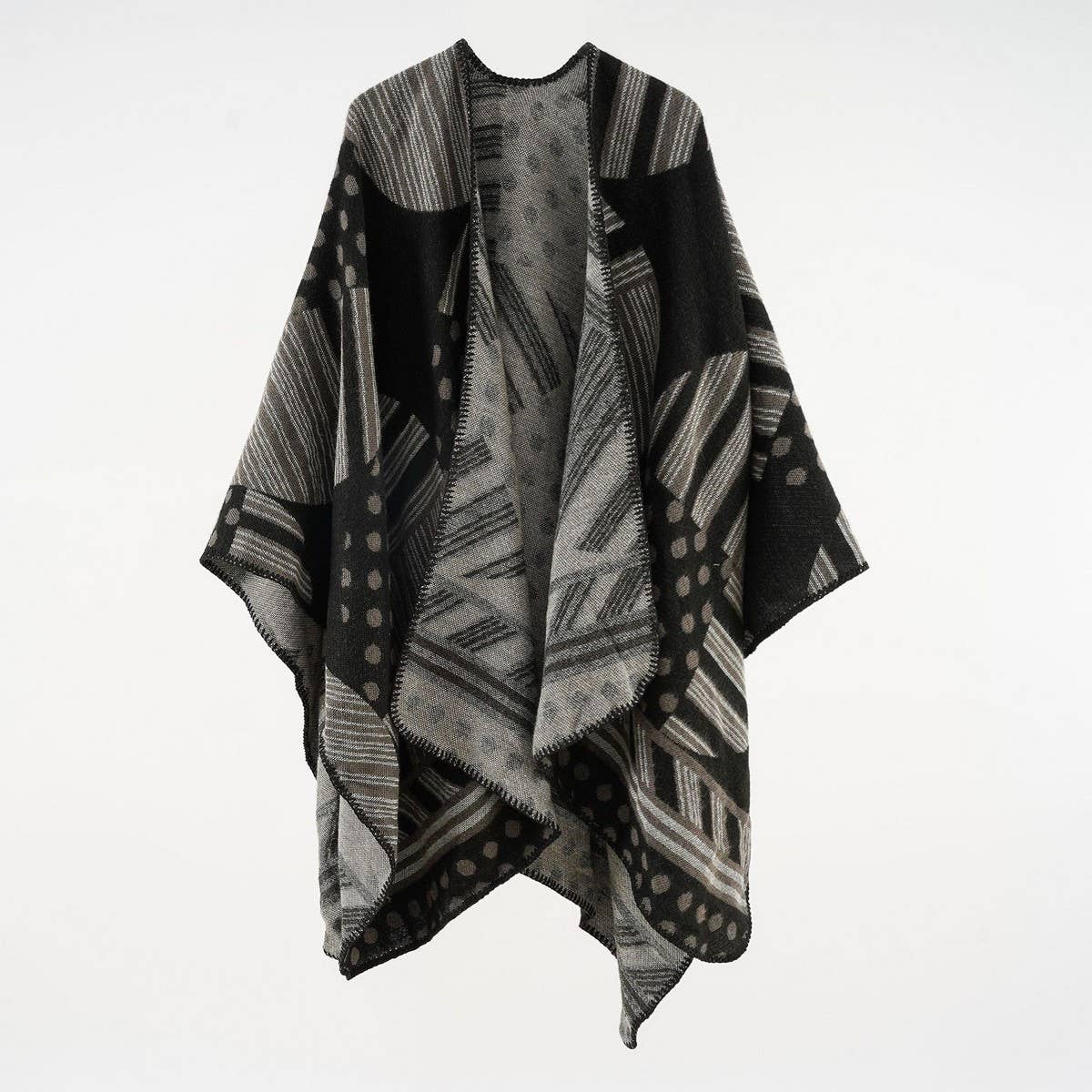 GEOMETRIC LINE FASHION WOMENS WARM SHAWL_CWMM2103