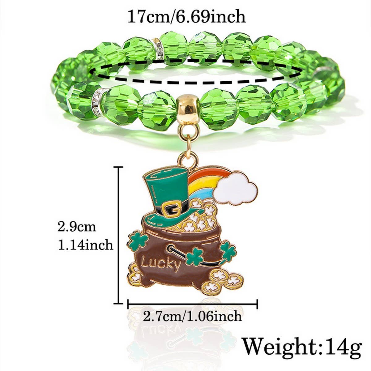 ST PATRICKS DAY IMITATION PEARL ACRYLIC BRACELET_CWMM3508