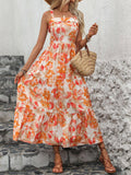 V-Neck Halter Dress Sweet Spicy Floral Prints