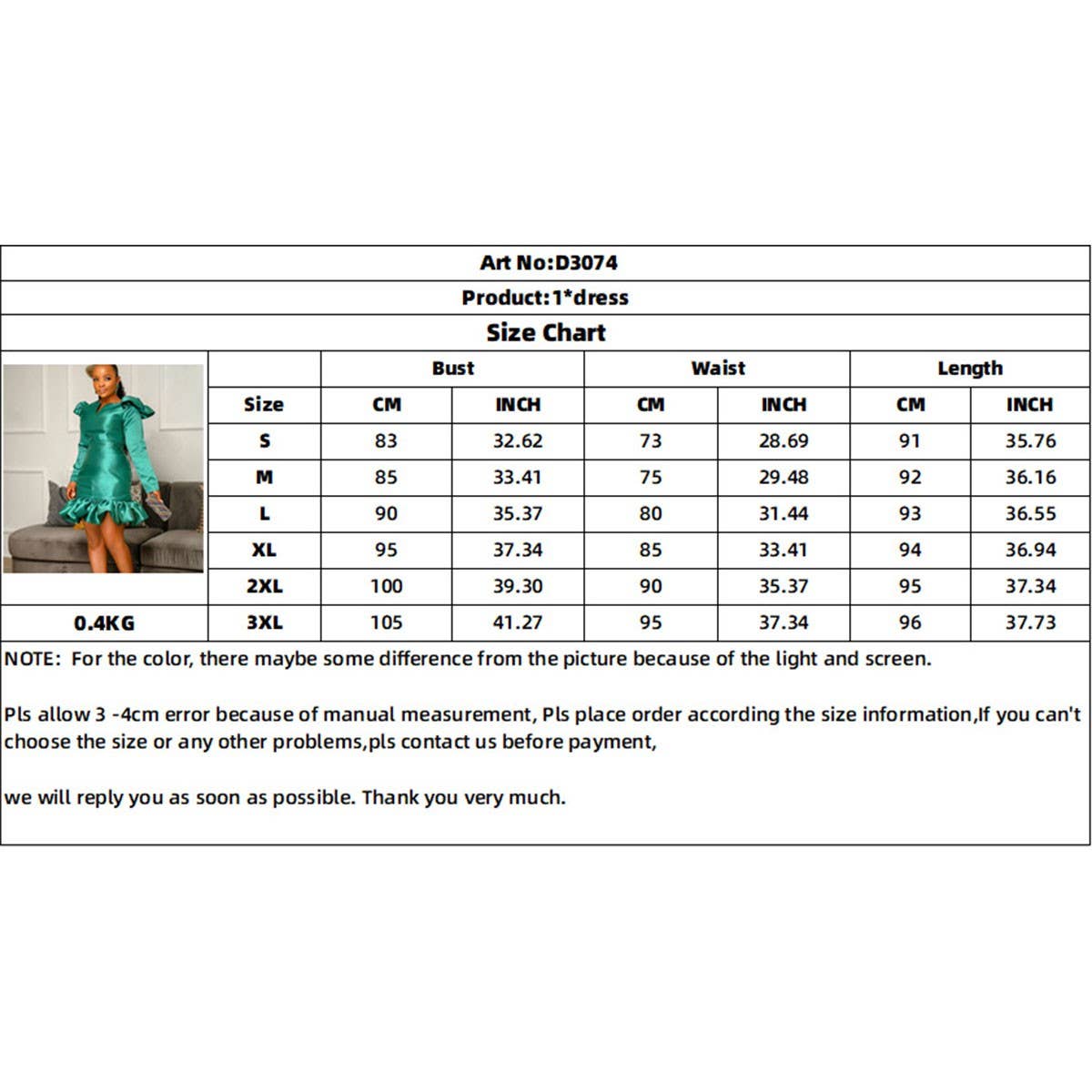 AUTUMN AND WINTER PLUS SIZE RUFFLED HEM HIP DRESS_CWDSD6166