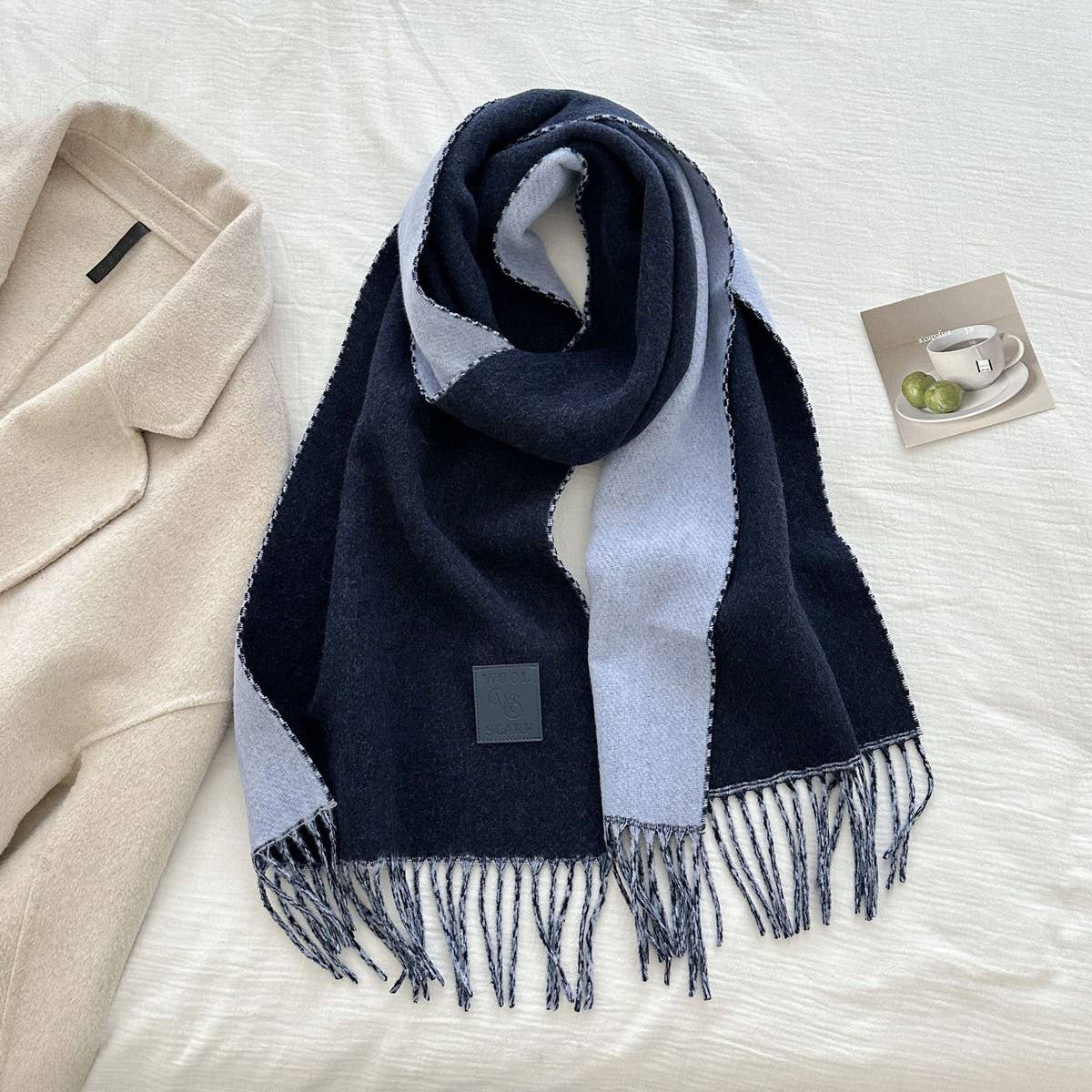 Cwasc03138_Winter Wool Reversible Tassel Scarf For Couples