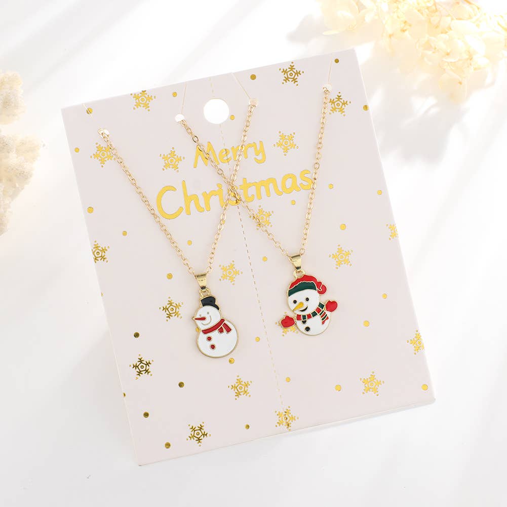 Christmas Snowman Christmas Tree Necklace Set