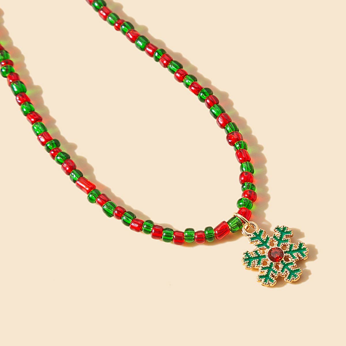 CHRISTMAS COLORBLOCK BEADED CARTOON EARRINGS_CWAJE1868