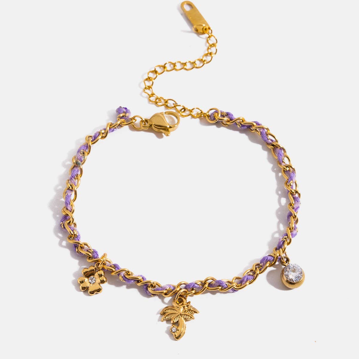 ROMANTIC 18K GOLD CLOVER PALM CHARM BRACELET_CWAJE4813