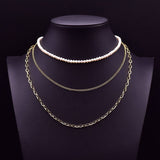 MULTI LAYERED SIMPLE PEARL SWEATER NECKLACE_CWAJE3907