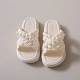 SUMMER BEACH SHOES PEARL CHAIN SANDALS_CWSHS0672
