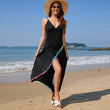 TASSEL DETAIL ONE PIECE BEACH DRESS RESORT STYLE_CWBLS0468