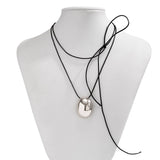 DRAWN WAX THREAD NECKLACE WITH PENDANT_CWAJE1160