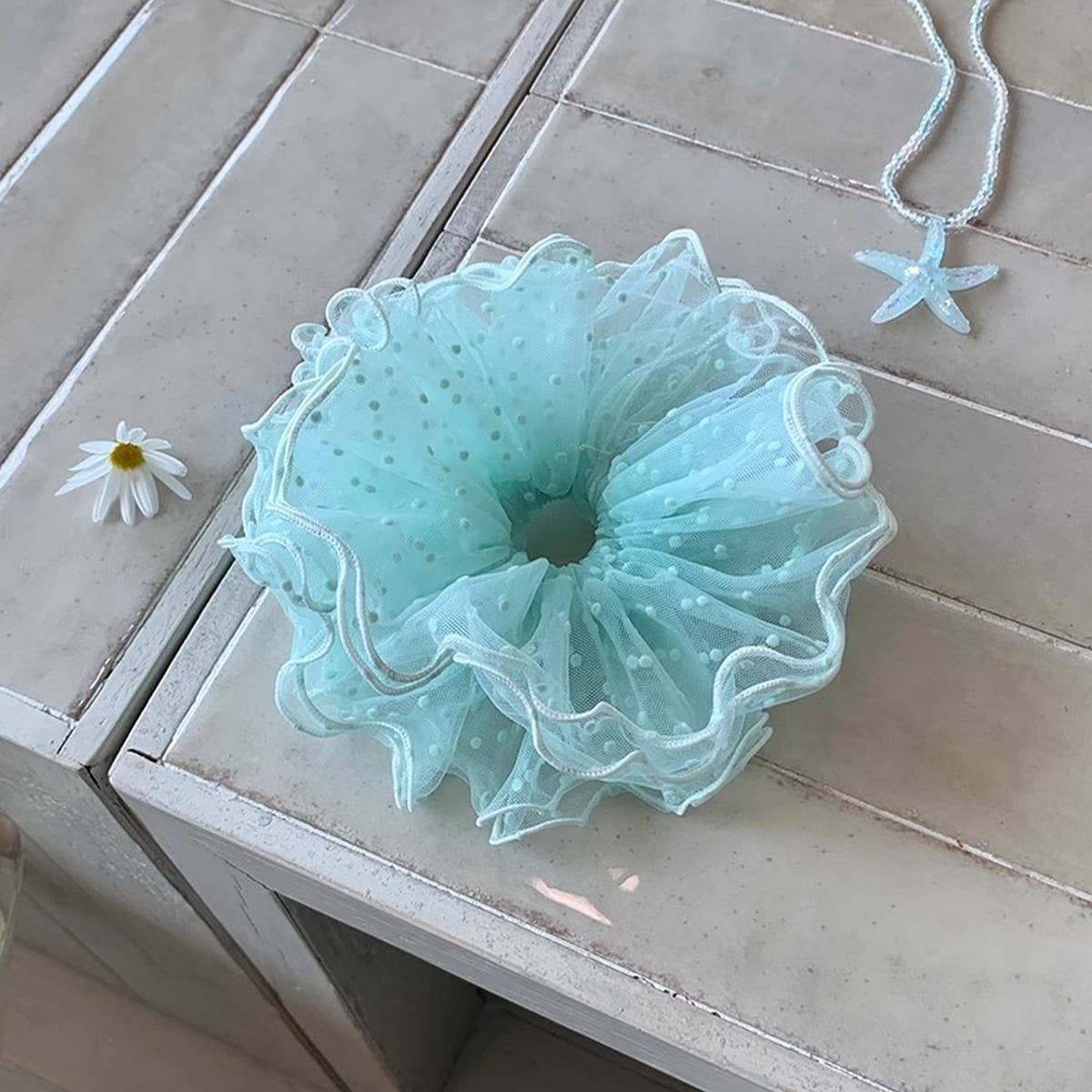 BALLET DOT TULLE PUFFY SCRUNCHIE HAIR TIE_CWAHA5510