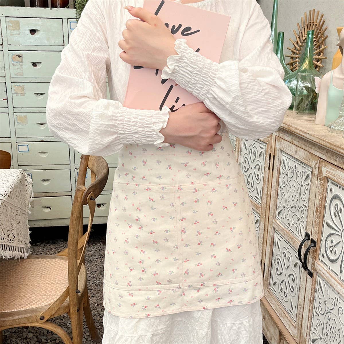 HALF BODY FLORAL HOME CAFE WORK APRON_CWMM5808