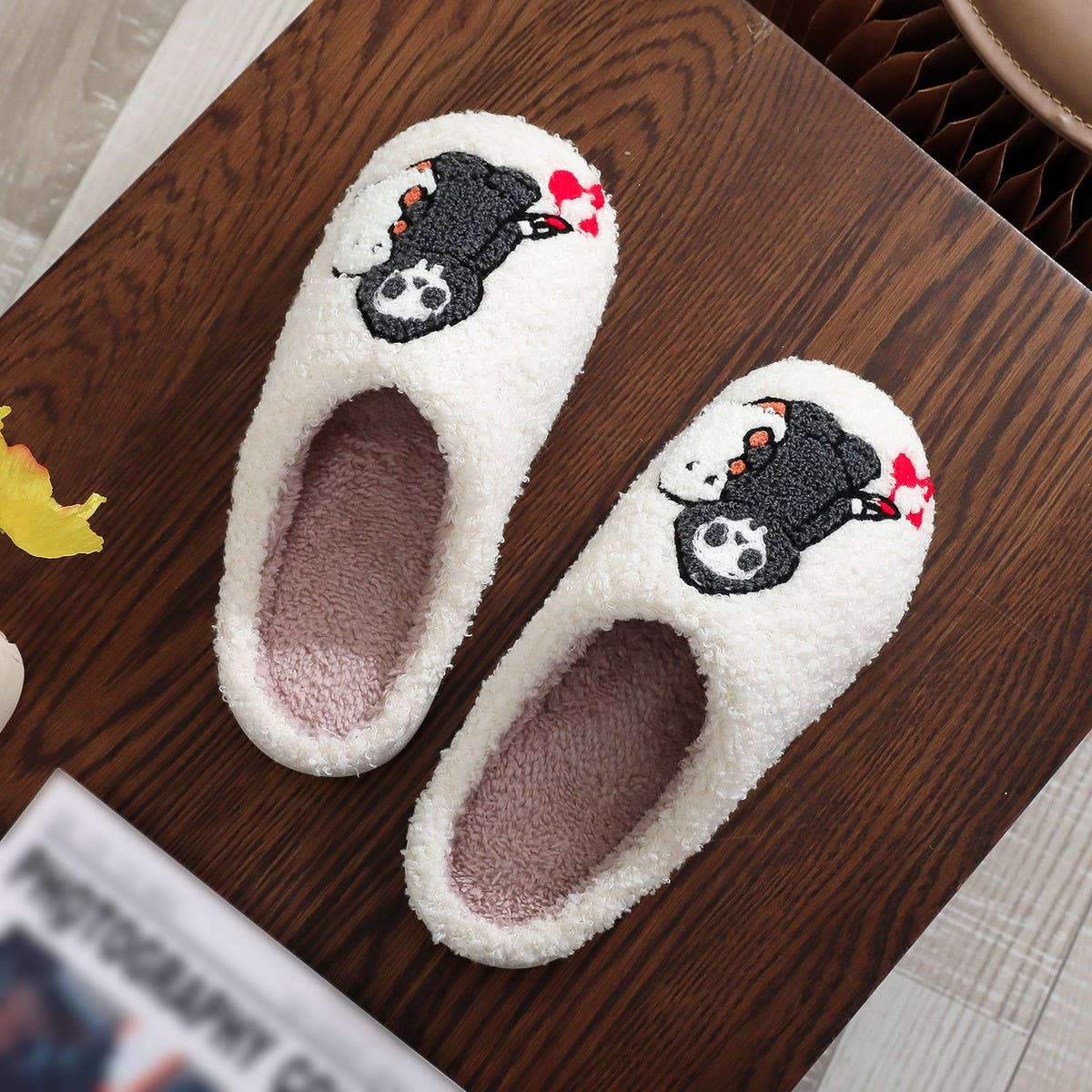 HALLOWEEN SKULL GHOST EMBROIDERY COTTON SLIPPERS_CWSHS0853