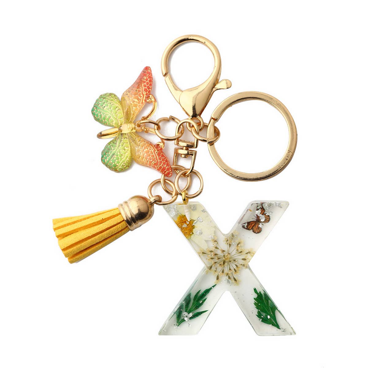 DRIED FLOWER PRINTED LETTER KEYCHAIN_CWMM1305