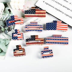 Cwaha1245_4Th Of July Flag 8Cm Rectangular Hair Claw Clip