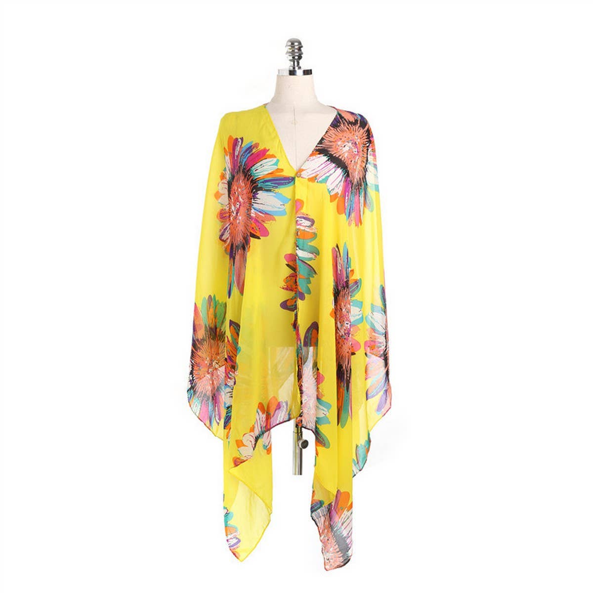 SUNFLOWER PRINT FRONT OPEN KIMONO FOR SUMMER_CWASC0796