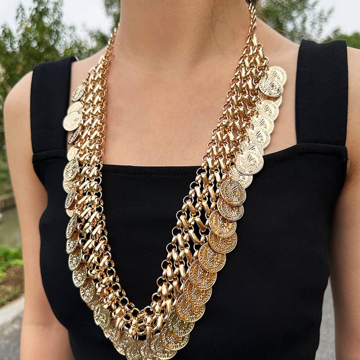 BOHO COIN TASSEL BODY CHAIN BELT FOR WOMEN_CWMM6424