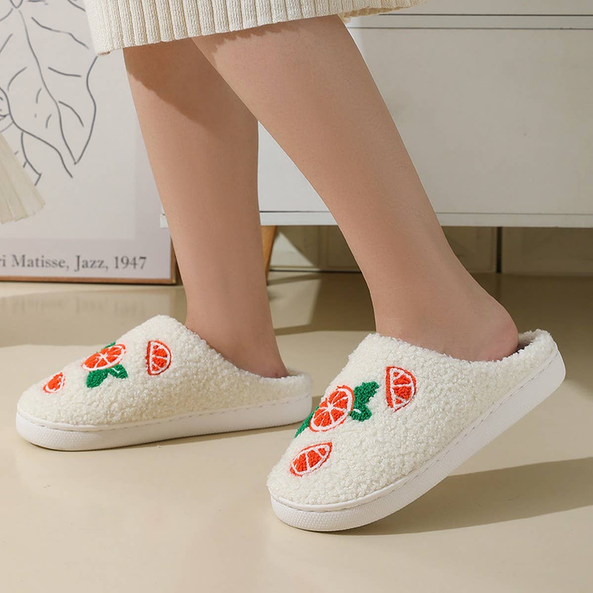 CUTE CARTOON ORANGE WINTER COTTON SLIPPERS_CWMM3069