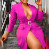 LARGE SIZE HIPHUGGING SLIM FIT BUSINESS SUIT DRESS_CWDMD3704