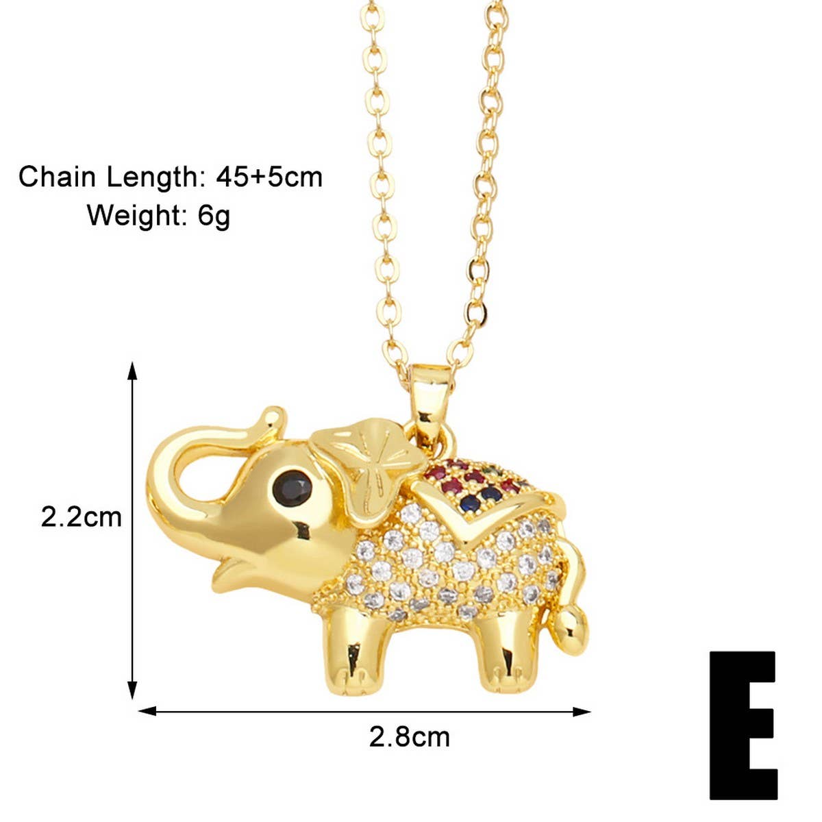 ELEPHANT GOLD PLATEDPENDANT NECKLACE INLAID ZIRCON_CWAJE0901