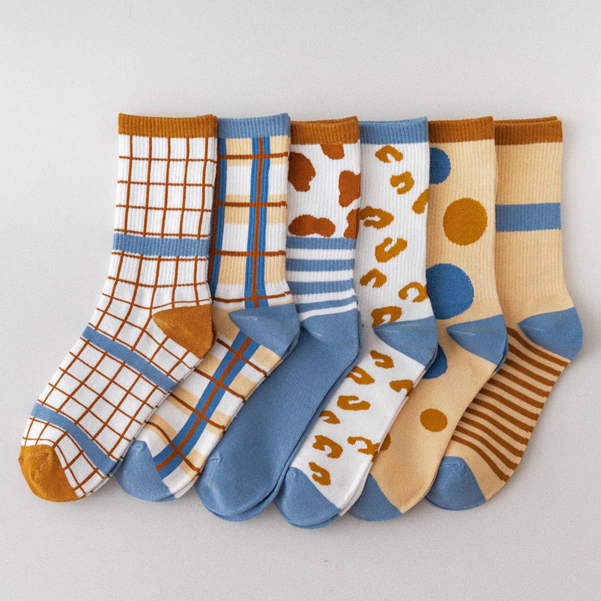 NEW CUTE BLUE PLAID SOCKS_CWMS0474