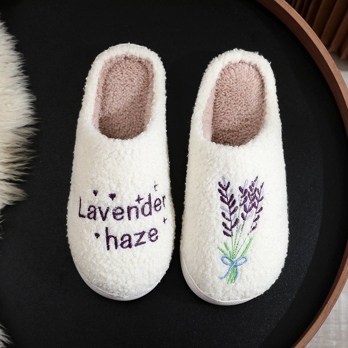 LAVENDER PATTERN WARM COTTON SLIPPERS_CWSHS0451