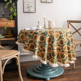 ROUND JACQUARD SUNFLOWER TABLECLOTH_CWMM0950