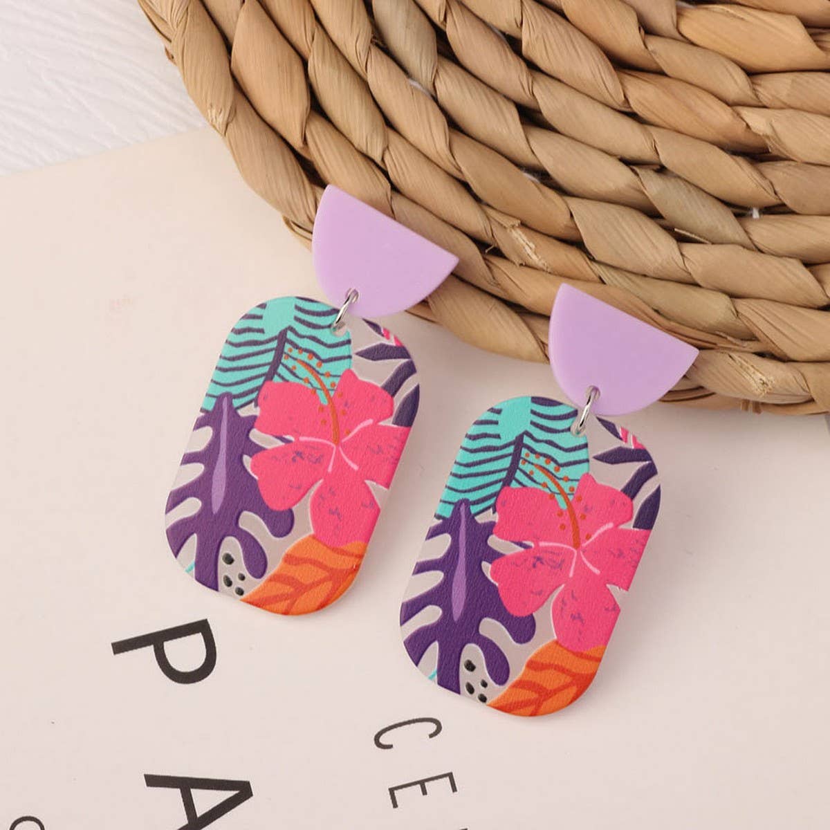 SWEET GIRL COLORFUL FLOWER ACRYLIC EARRINGS_CWAJE3993