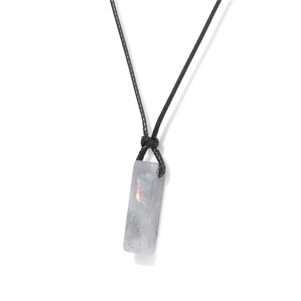 Cwaje3881_Irregular Stone Rectangular Pendant Necklace