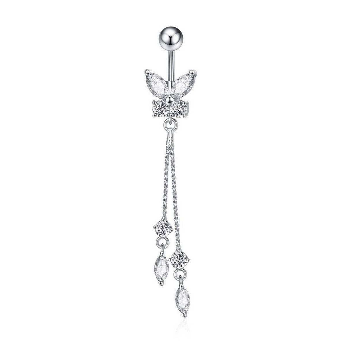 SIMPLE BUTTERFLY ZIRCON NAVEL PIERCING RING_CWMM9251