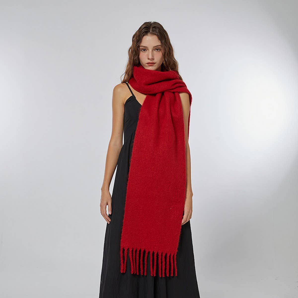 SOFT WOOL SPUN SCARF COZY WINTER NECK WARMER_CWASC2317