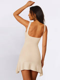 V-Neck Covers Buttocks Sexy Solid-Color Dress