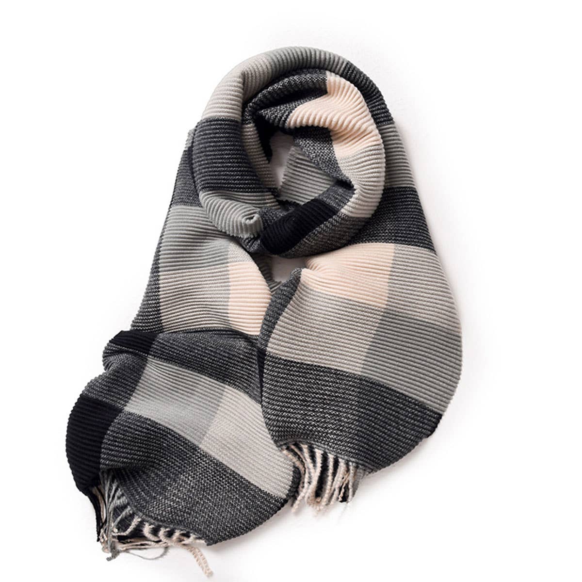 CRINKLE PLAID WINTER SCARF UNISEX SOFT WRAP_CWASC0195