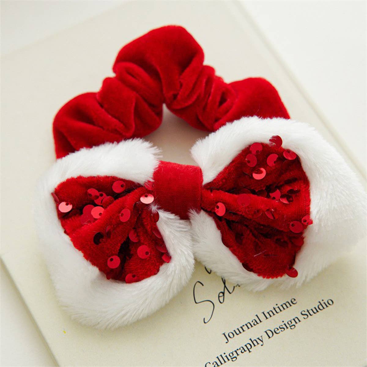 8Pcs Xmas Plush Hair Scrunchies Jingle Bells_Cwaha07590