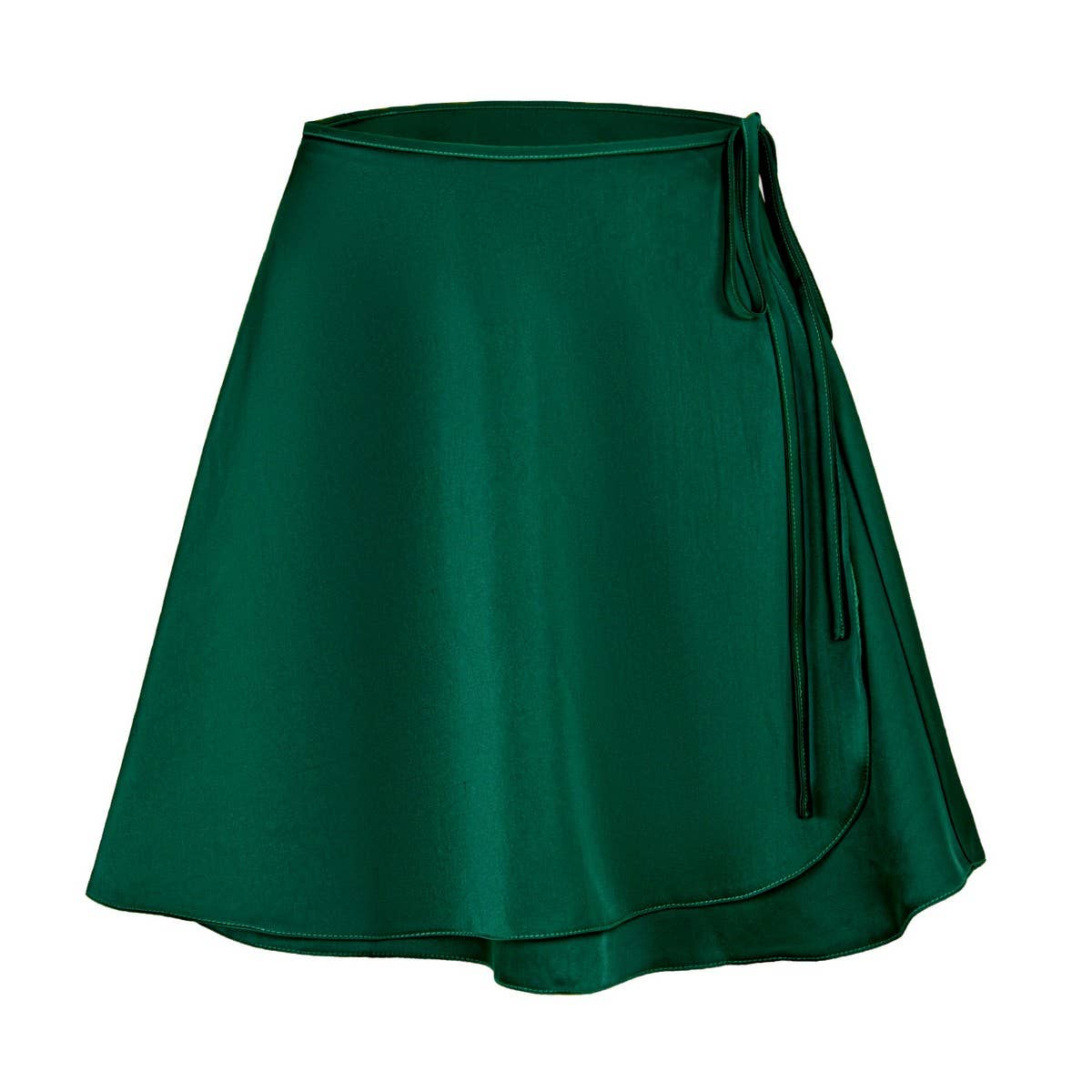 SATIN SKIRT HIGH WAIST TIE ONE PIECE A LINE SKIRT_CWBSS0386