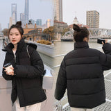 Solid-Color Hooded Cotton-Padded Jacket