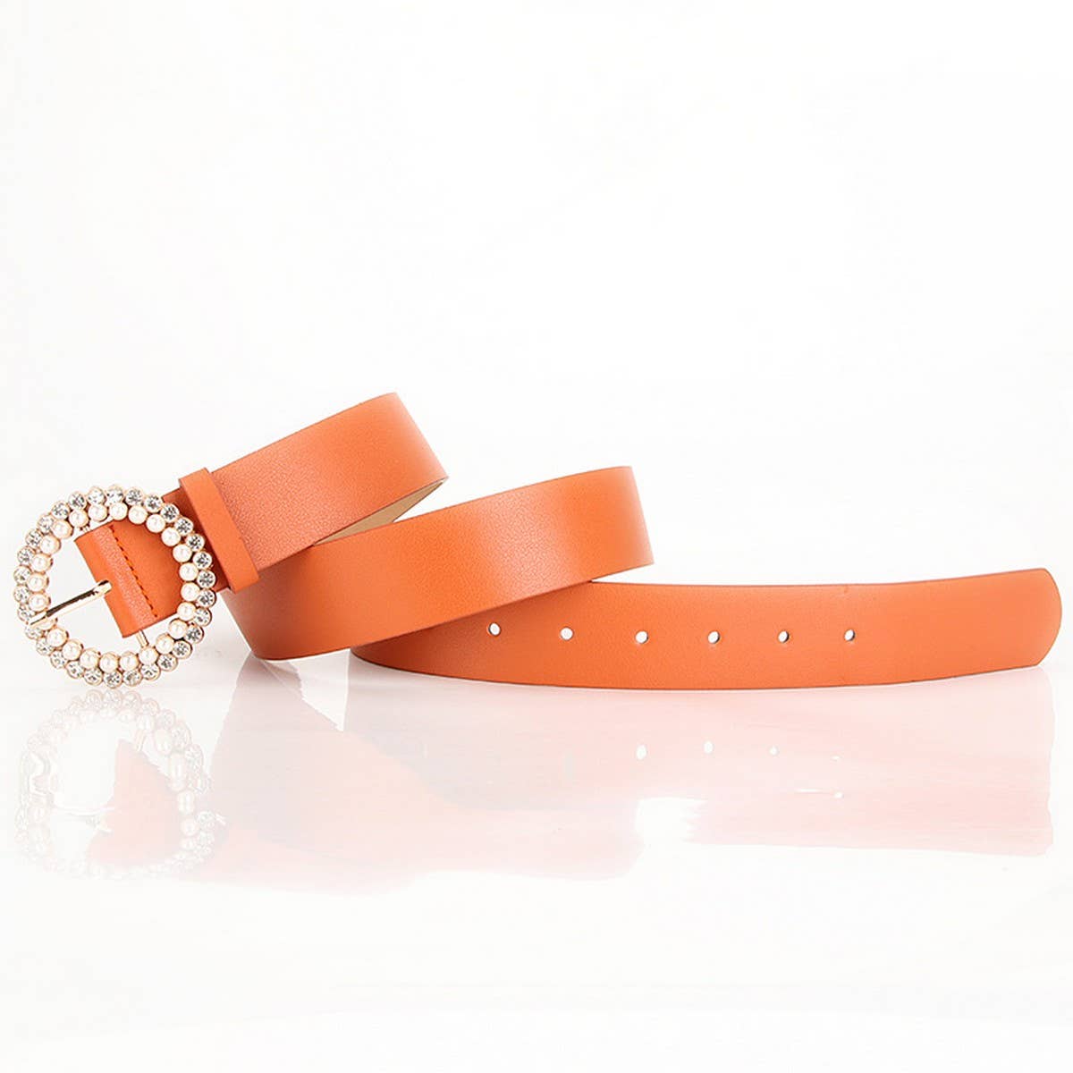 CLASSIC VINTAGE ROUND RHINESTONE PEARL BUCKLE BELT_CWABE0400