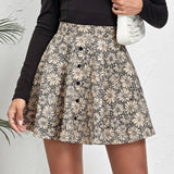 LEOPARD PRINT CORDUROY SKIRT WITH SIDE ZIP_CWBSS0414