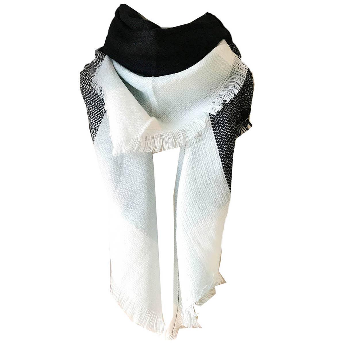 RAINBOW PLAID SCARF TRIANGLE WINTER SHAWL_CWASC0116